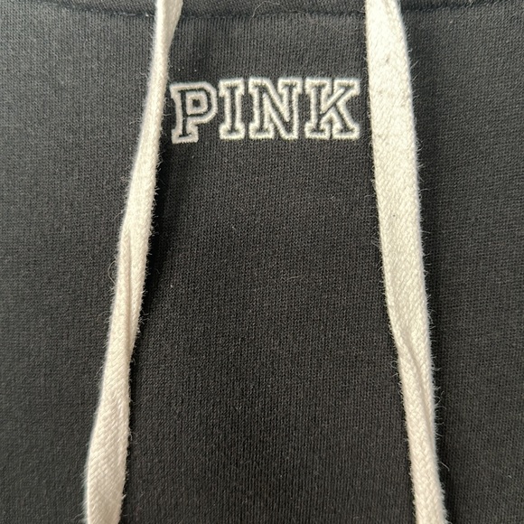 PINK Victoria’s Secret Hoodie Sweatshirt Womens Size XS Black Fleece Lined - Picture 6 of 8